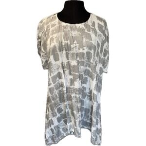 Komil Swing Dress Women's S Gray White Distressed Crushed Brick Lagenlook Travel